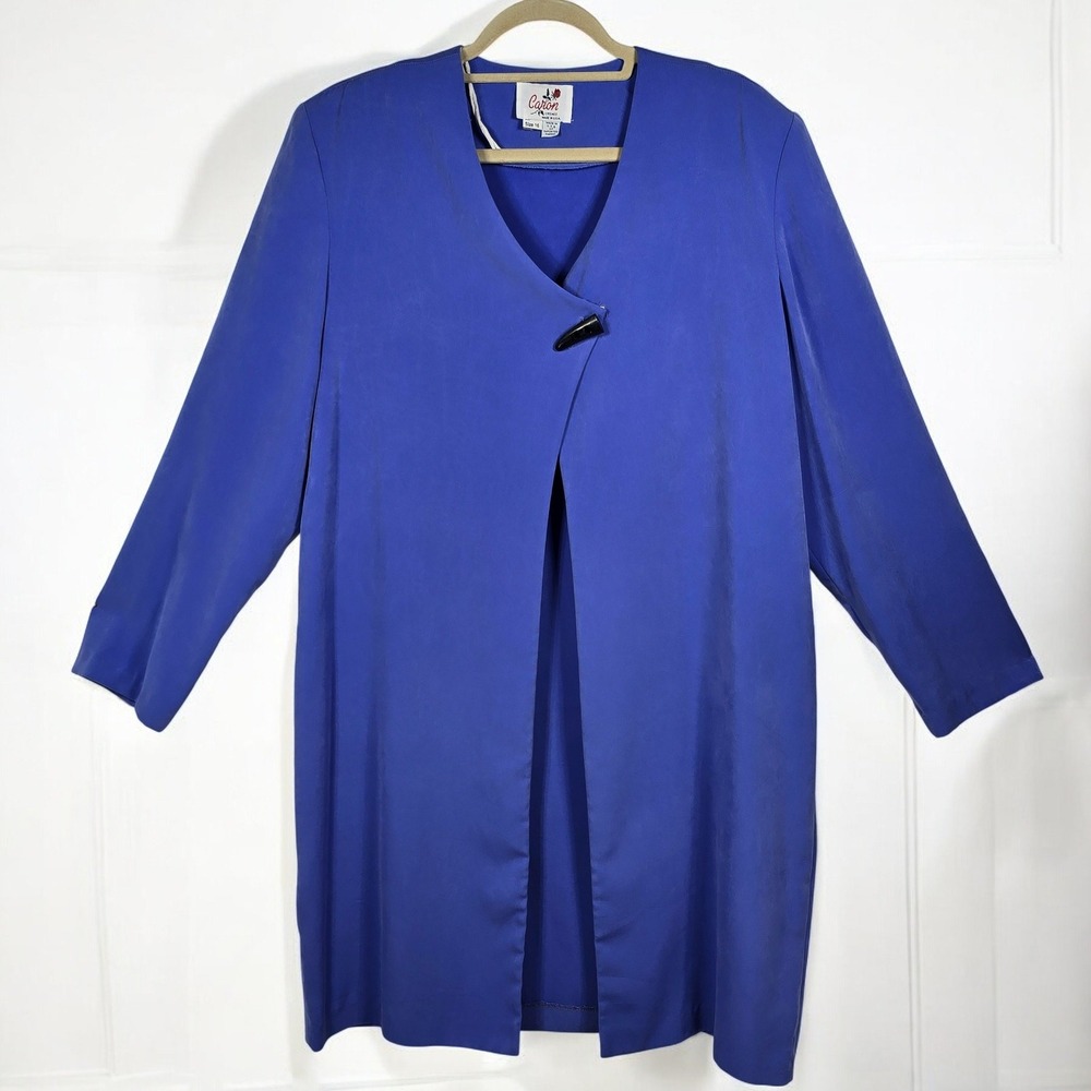 Vintage Caron Chicago Cobalt Blue Dress Jacket Coat Woman Size 16 Made in‎ USA